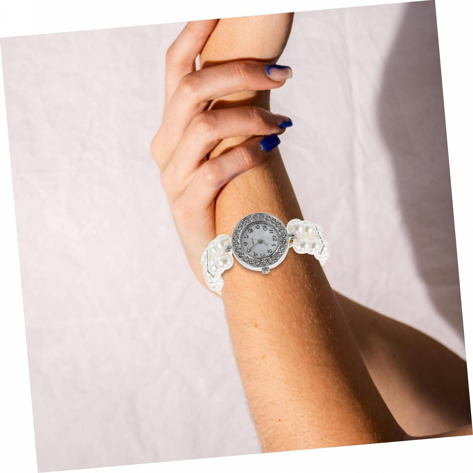 Ювелирные часы-браслет с жемчугом PartyKindom Винтажные часы Золотые часы Reginald Bling Watch Minnowxy, Белый, фото №6 Ювелирные часы-браслет с жемчугом PartyKindom Винтажные часы Золотые часы Reginald Bling Watch Minnowxy, Белый, фото №6