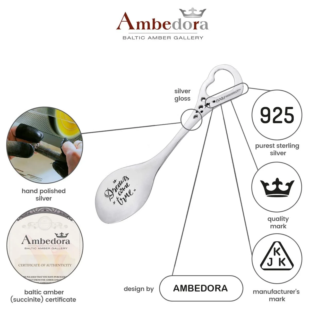 Ложка Срібна з гравіюванням 925 проби, фото №5