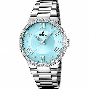 Женские аналоговые кварцевые часы Festina Classic F16719/4 Серебряный бирюзовый synthetic.ua - Фото 1