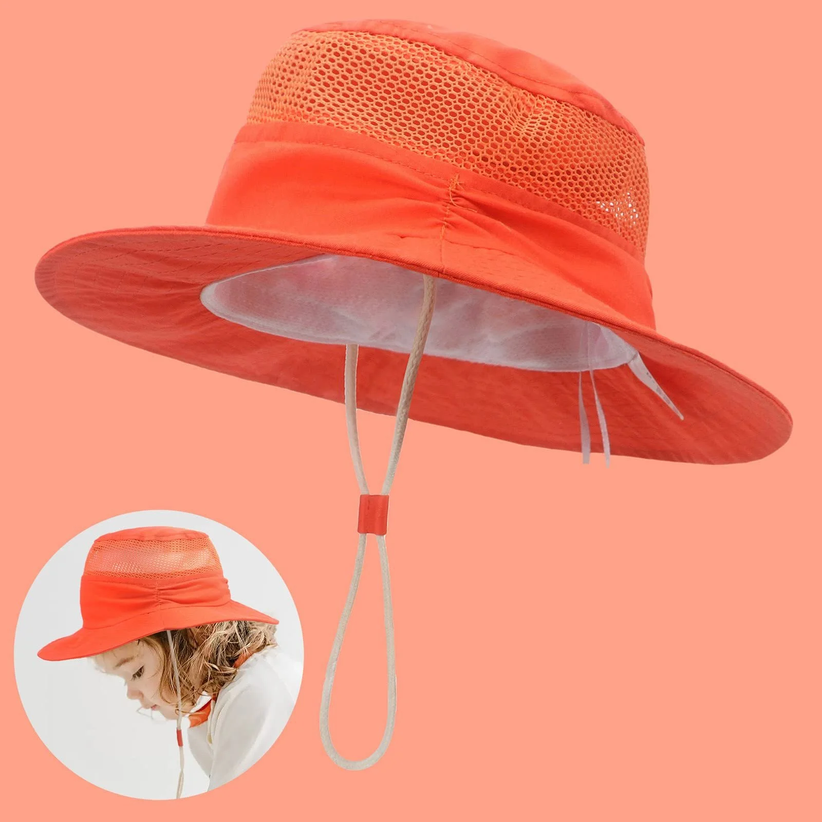 Капелюх сонцезахисний Ahagogo дитячий з широкими полями та захистом шиї UPF 50+, фото №3