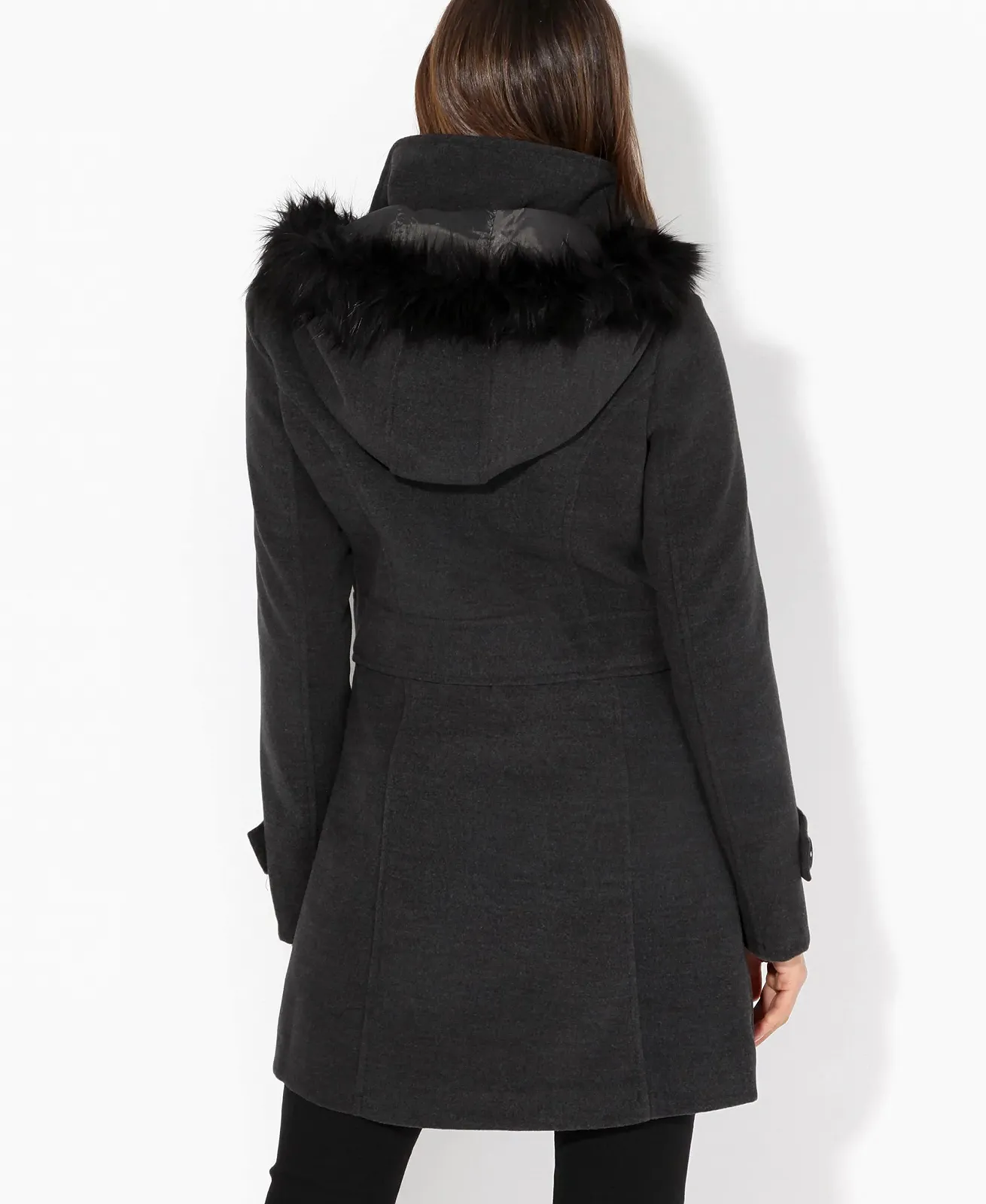 Пальто Krisp Вовна з коміром-стійкою, капюшоном, поясом та ґудзиками, фото №3