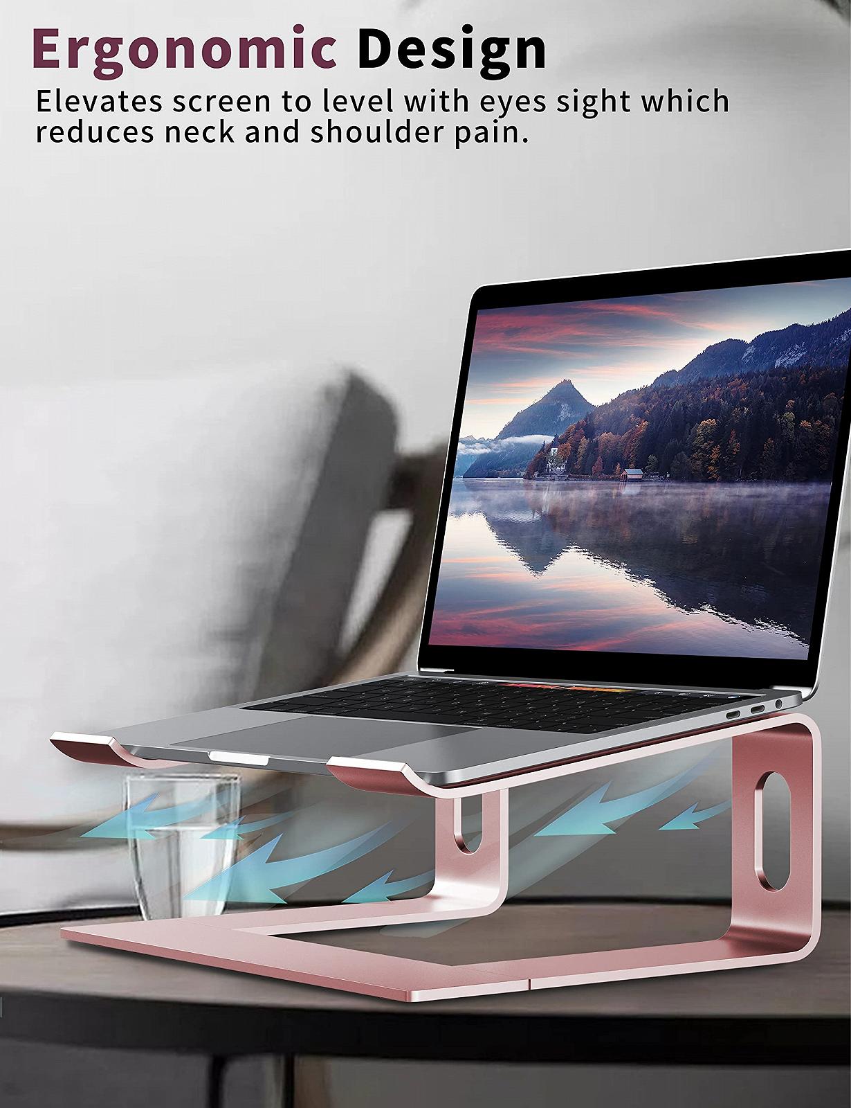 Підставка для ноутбука ALASHI, алюмінієва, ергономічна підставка для ноутбука, знімна металева підставка для ноутбука, підтримка ноутбуків від 10 до 15.6 дюймів, сіра, фото №5