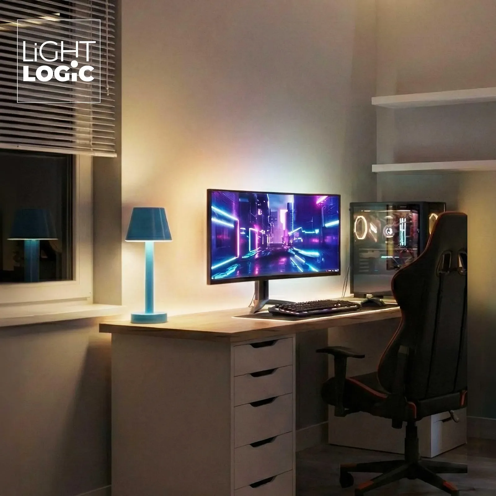 Настільна лампа LightLogic LL JERE DIM RGB BL Акумуляторна Синя, фото №3