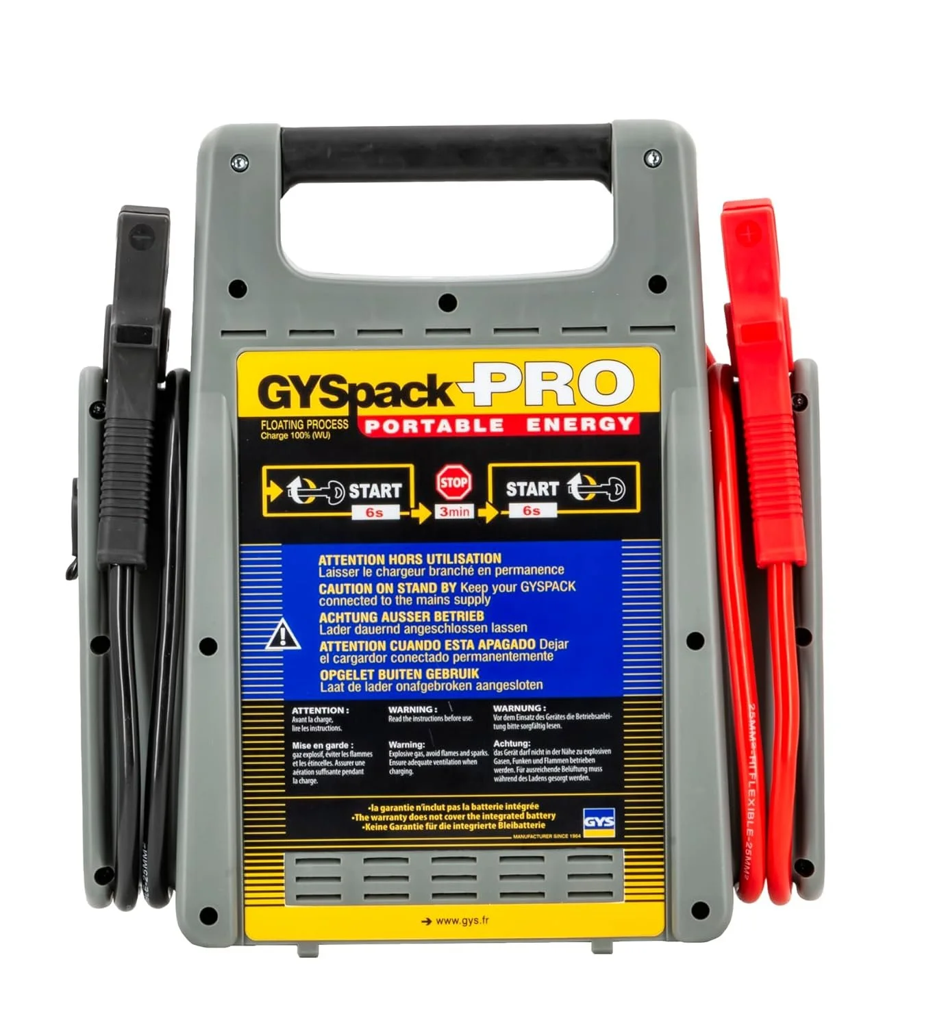 Пусковой стартер GYS Gyspack Pro 026155 с зарядным устройством / 600 А - 1750 А / 12 В / Серый, фото №4
