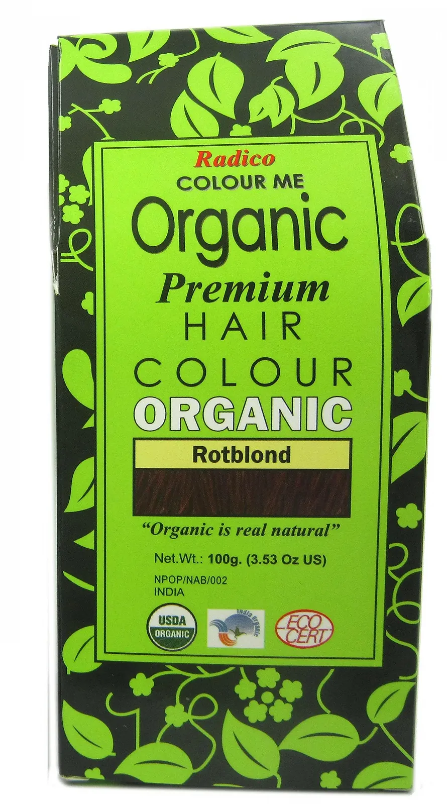 Фарба для волосся Radico Colour Me Organic Рослинна Рудий Блонд, фото №1