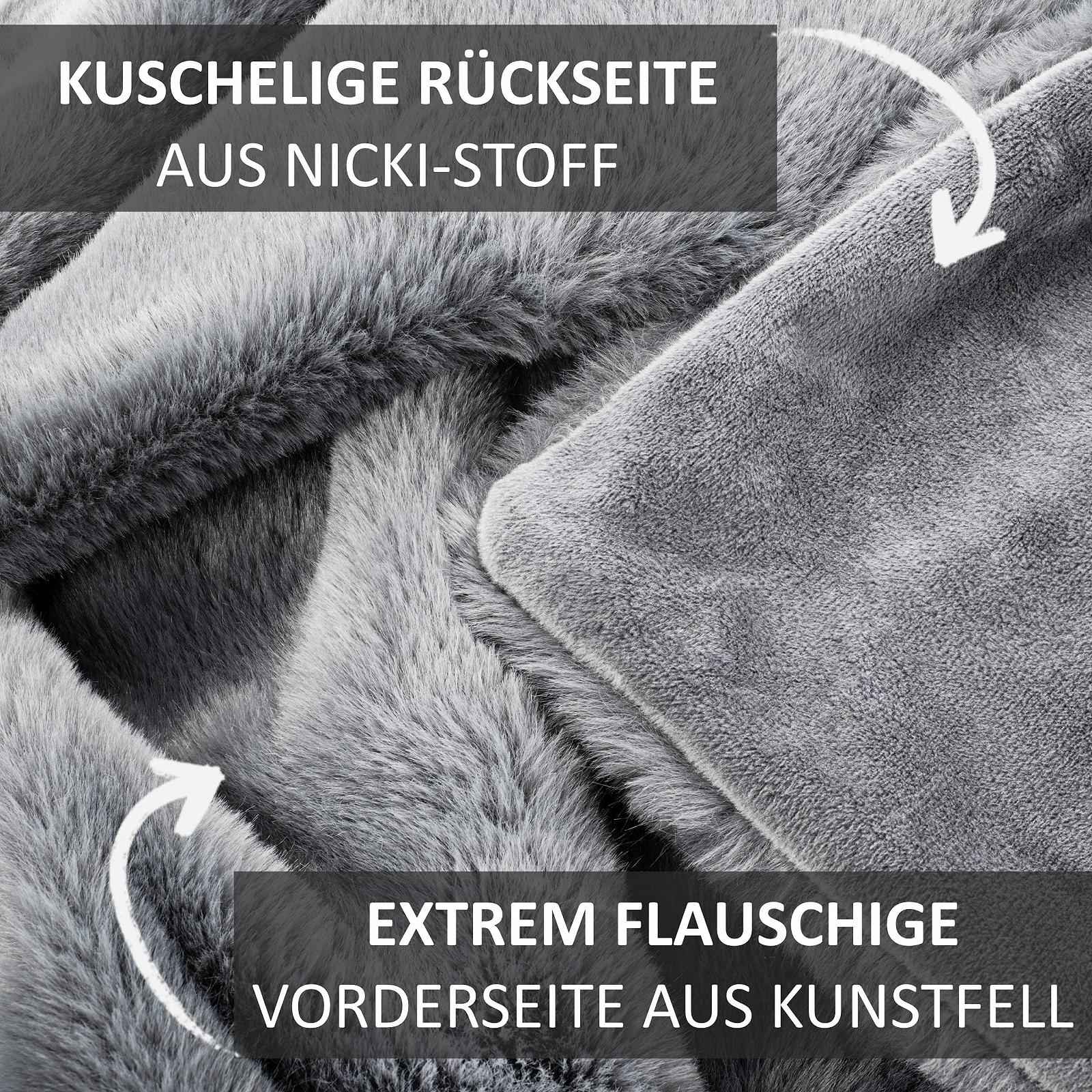 Покривало BALOU LIVING Cuddly Fur Look 150 x 200 см, штучне хутро, модель Polar Fox, антрацит, фото №5