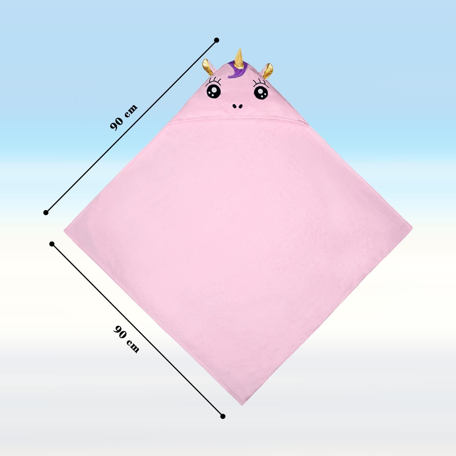 Рушник дитячий Hivia Baby Єдиноріг 90 x 90 cm, рожевий, фото №3