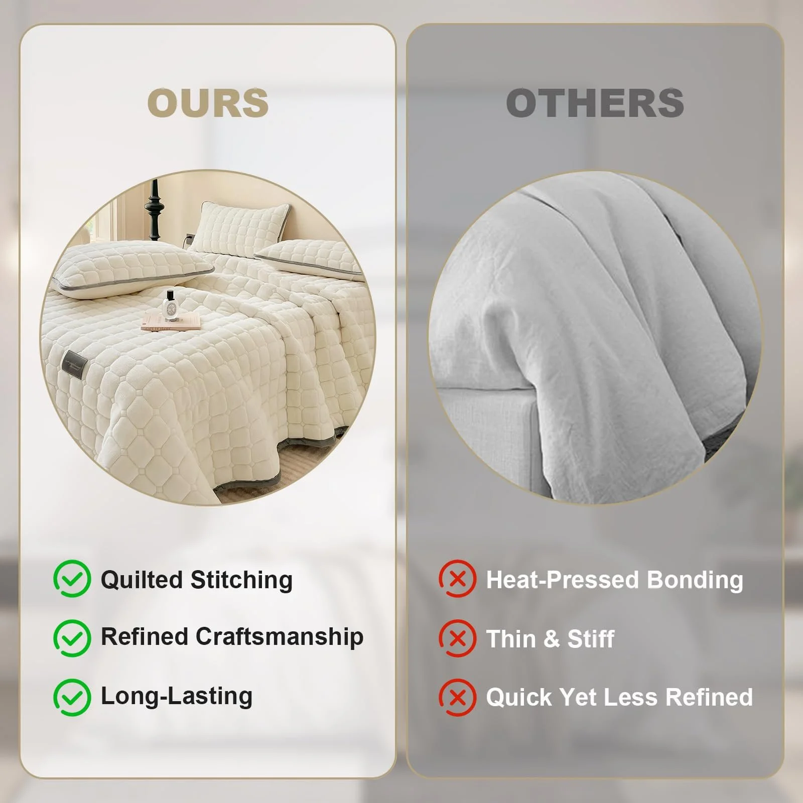 Одеяло SHANNA Extra Large: Молочный Бархат Мягкое Двустороннее Идеально подходит как Покрывало 230 x 250 см с 2 Наволочками 50 x 70 см Бежевый, фото №3