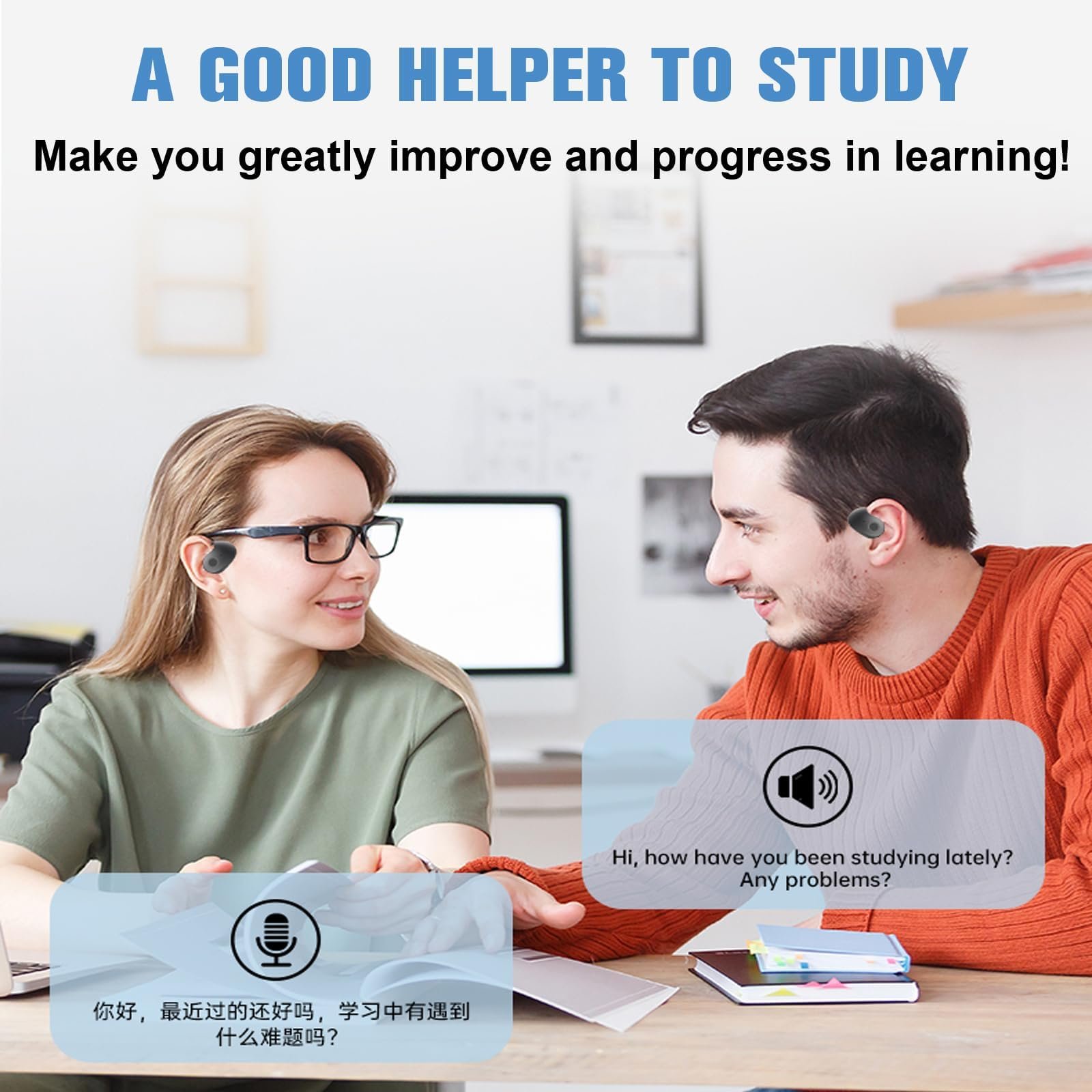 Беспроводные Bluetooth наушники с открытым ухом Intelligent AI Voice Earbuds с ушными крючками, для работы, спорта и учебы, накладные наушники, фото №7