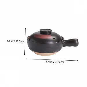 Кастрюля для супа SOIMISS керамическая маленькая с ручкой черная synthetic.ua - Фото 1