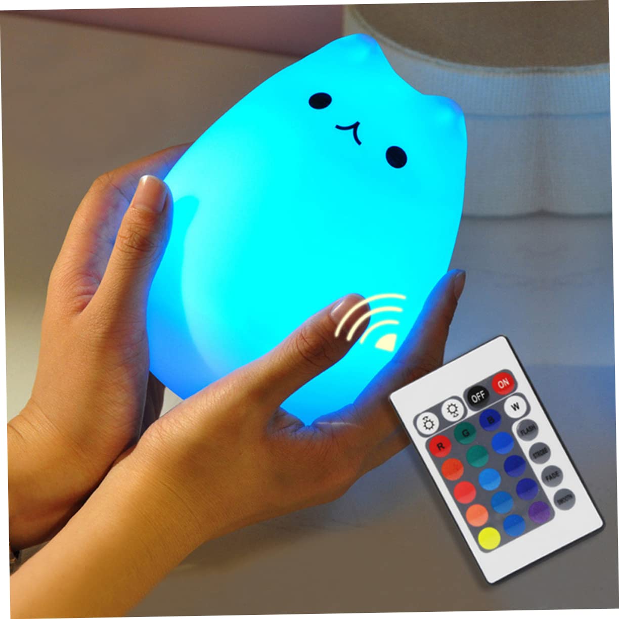 Светильник HOMSFOU Котёнок LED лампа из силикона ночник белый, фото №3