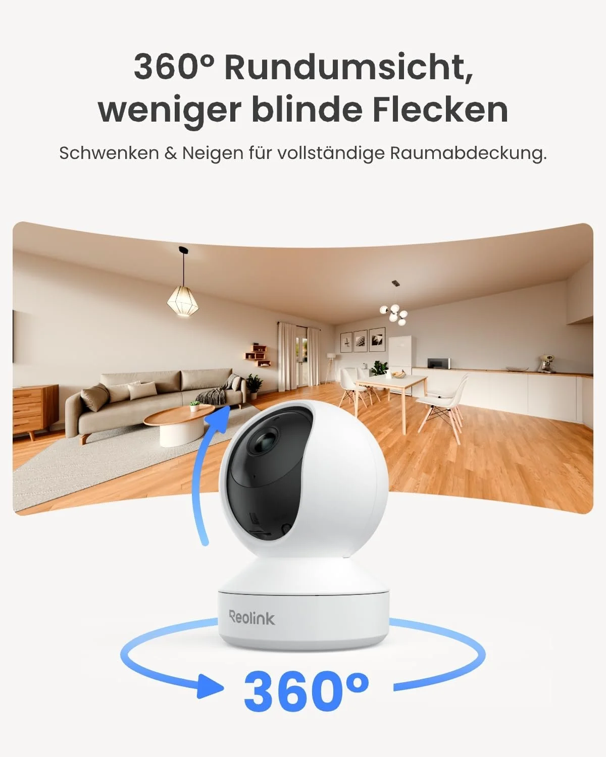 Внутрішня камера відеоняня Reolink E1 4MP 2K WiFi 360° автовідстеження детекція плачу 2.4 ГГц двосторонній аудіозв'язок Private Mode, фото №5