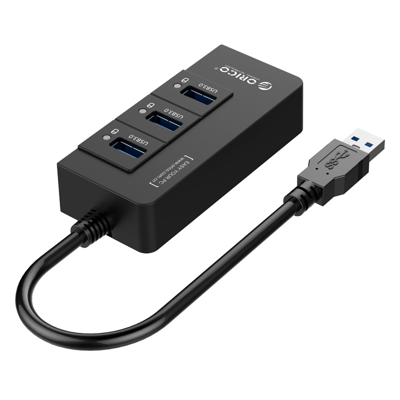 Концентратор USB3.0 Orico CA912742 HR01-U3-V1-BK-BP Black 3хUSB3.0+RJ45, фото №2