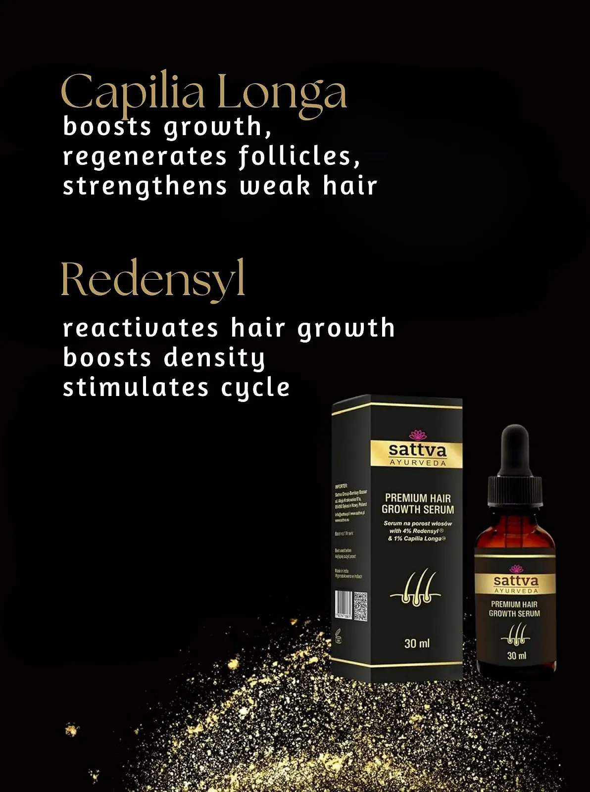 Сироватка для росту волосся Sattva Ayurveda з екстрактом розмарину та Redensyl для лікування випадіння волосся у жінок та чоловіків, фото №3 Сироватка для росту волосся Sattva Ayurveda з екстрактом розмарину та Redensyl для лікування випадіння волосся у жінок та чоловіків, фото №3