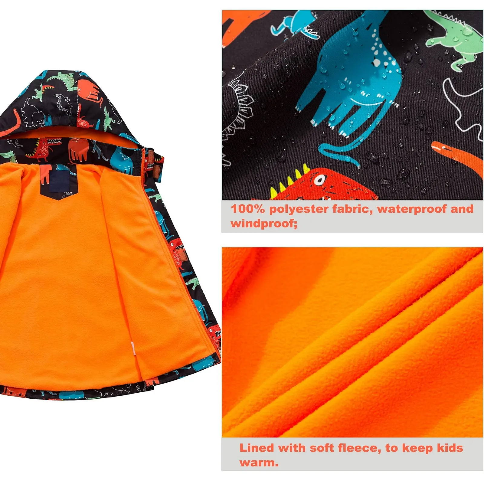 Куртка дощова Fewlby для хлопчиків з капюшоном, водонепроникна, фото №5