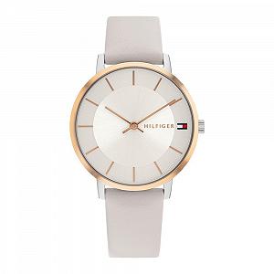 Женские часы Tommy Hilfiger Two Hands Кварцевый механизм Cерый Кожаный ремешок - 1782671, серебристый / белый, Minimalist - Фото 1