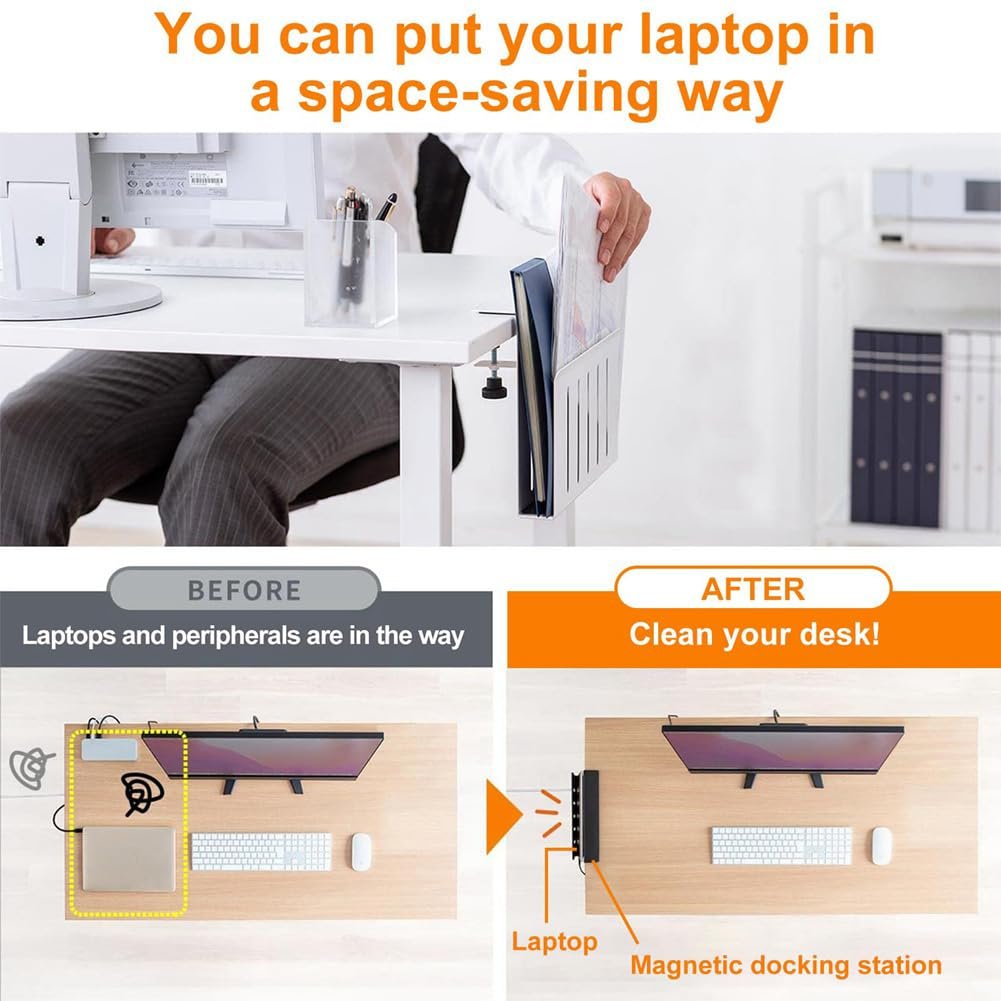 Подвесной органайзер для стола, Настенный органайзер для стола из стали, Держатель для ноутбука, с держателем для ручек, фото №2