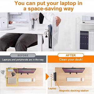 Подвесной органайзер для стола, Настенный органайзер для стола из стали, Держатель для ноутбука, с держателем для ручек synthetic.ua - Фото 1