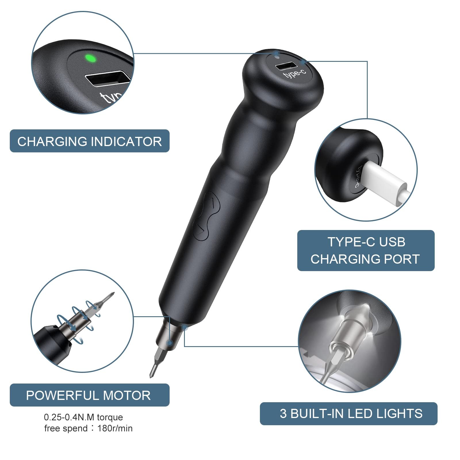 Електрична викрутка Mini Набір 24 в 1 з 18 насадками, Магнітна Точна Механічна з LED підсвіткою для телефонів, годинників, фото №3 Електрична викрутка Mini Набір 24 в 1 з 18 насадками, Магнітна Точна Механічна з LED підсвіткою для телефонів, годинників, фото №3