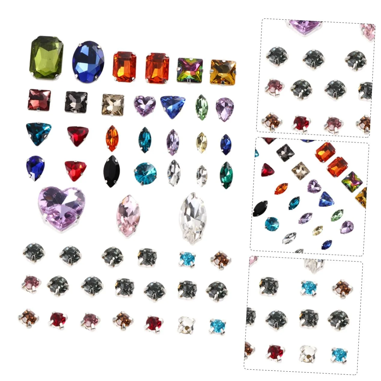 Кристали Lurrose 50 шт, блискучі, різнокольорові, краплеподібні, срібна пласка основа, фото №1