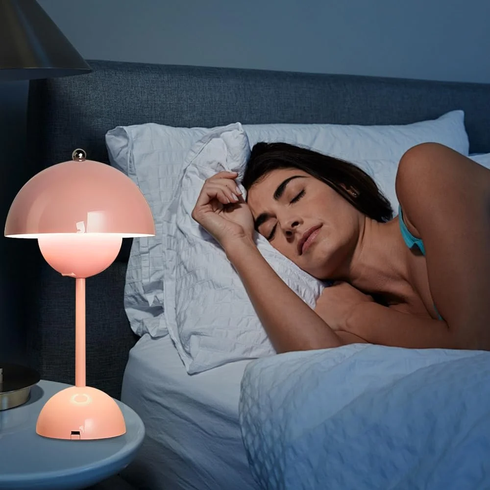 Настільна лампа Flowerpot Mushroom акумуляторна сенсорна USB Рожева, фото №7