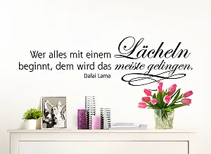 Наклейка на стіну W3310 "Who Begins Everything with a Smile" 80 x 25 см Black synthetic.ua - Фото 1