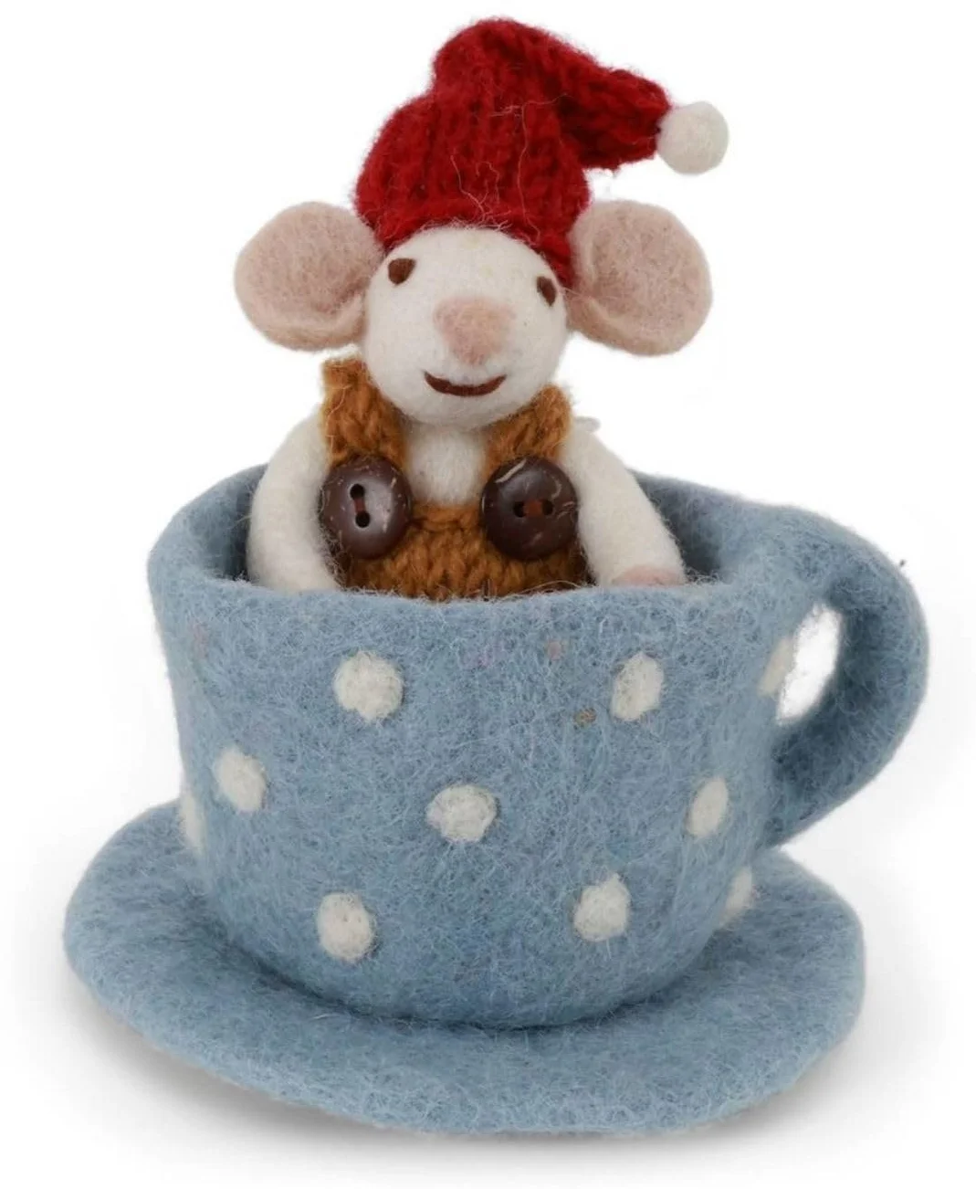 Мишка в блакитній кавовій кружці ручної роботи Gry & Sif, фото №1