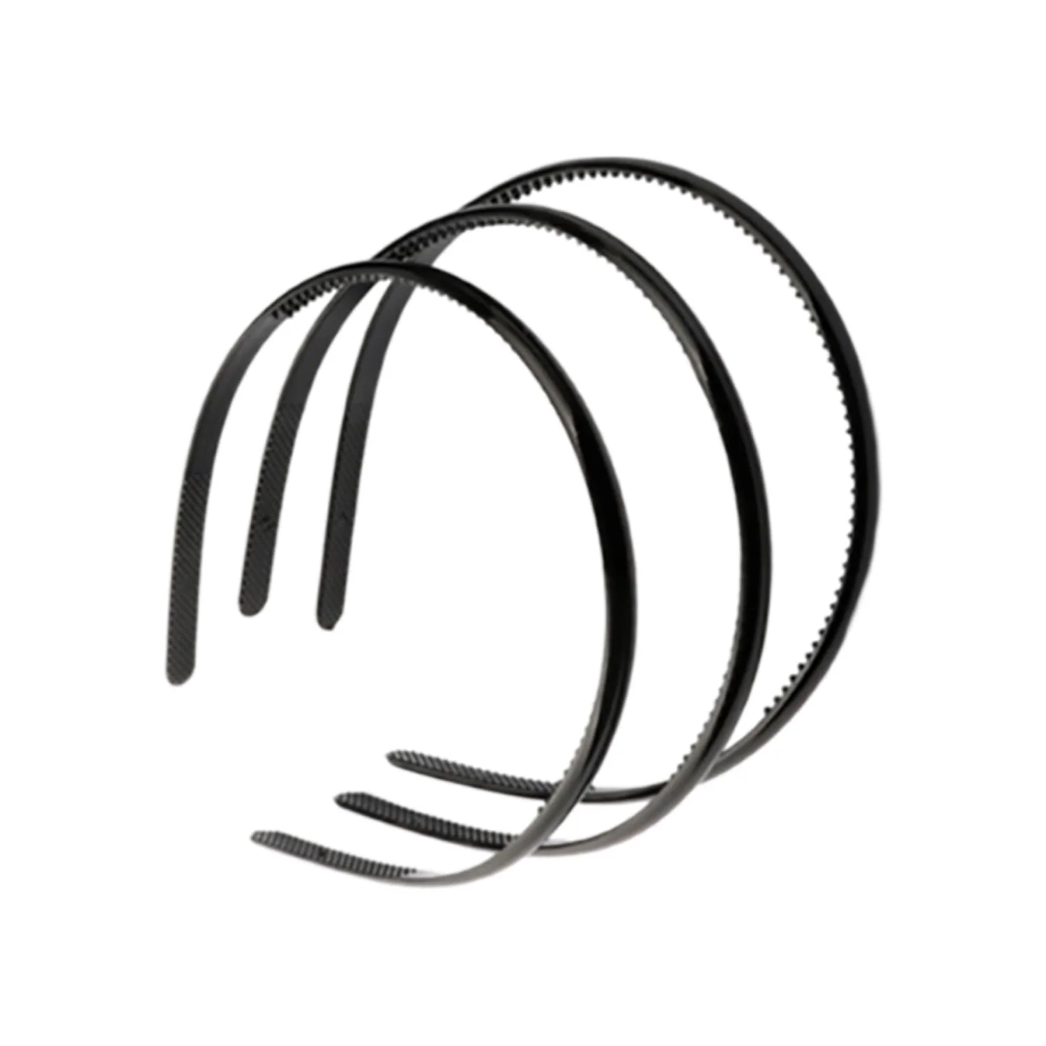Обруч для волос Пластиковый Черный, набор из 3 штук, фото №1