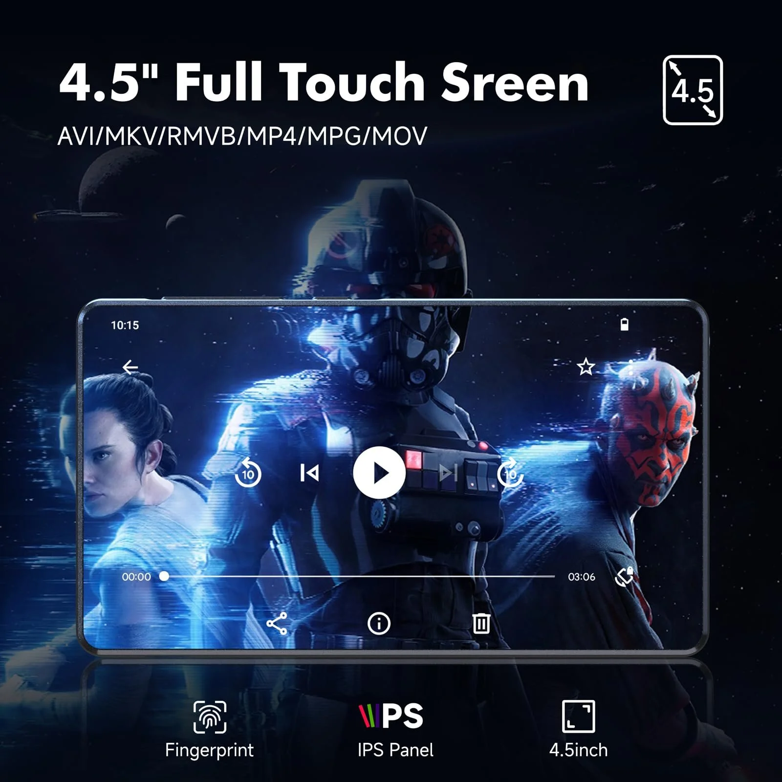 MP3-плеер Spotify с Bluetooth 83GB, 4.5-дюймовый сенсорный MP4-плеер WiFi, 2000 mAh Портативный стерео Hi-Fi с динамиком, Amazon Music, Android-плеер для потоковой передачи музыки для детей, FM-радио, фото №3