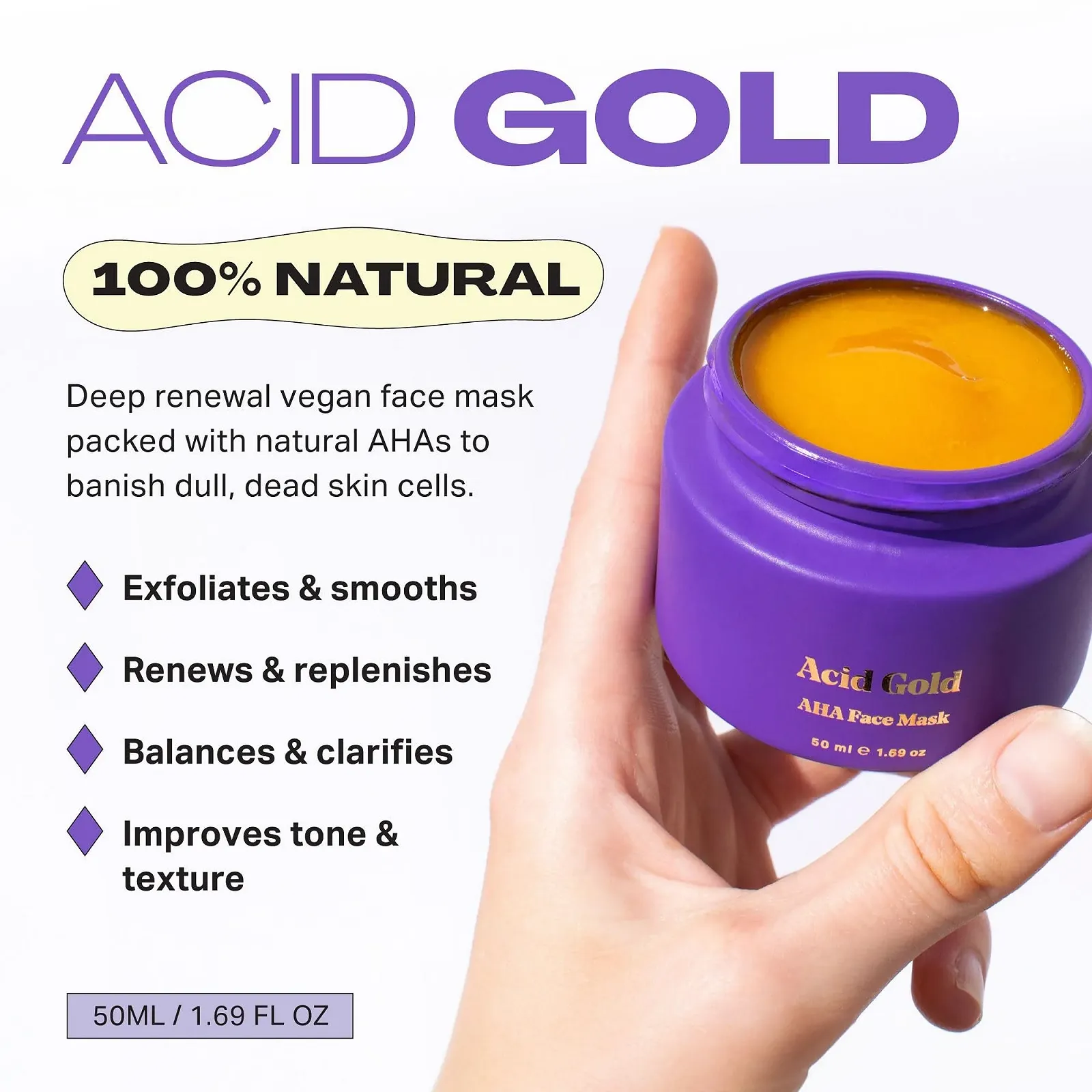 Маска для обличчя BYBI Beauty Acid Gold AHA 50 мл, фото №2