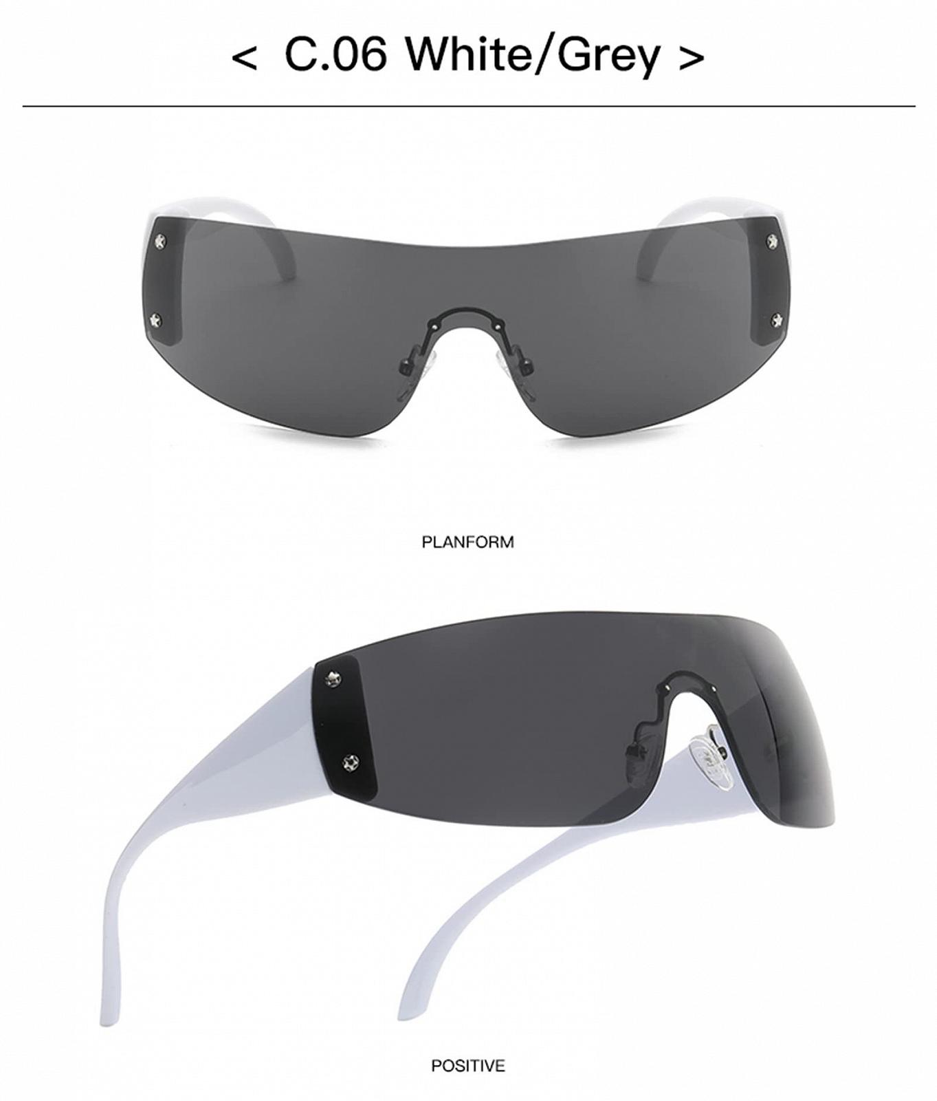 Сонцезахисні окуляри YAMEIZE Y2K Wraparound Без оправи Оверсайз UV400, фото №2