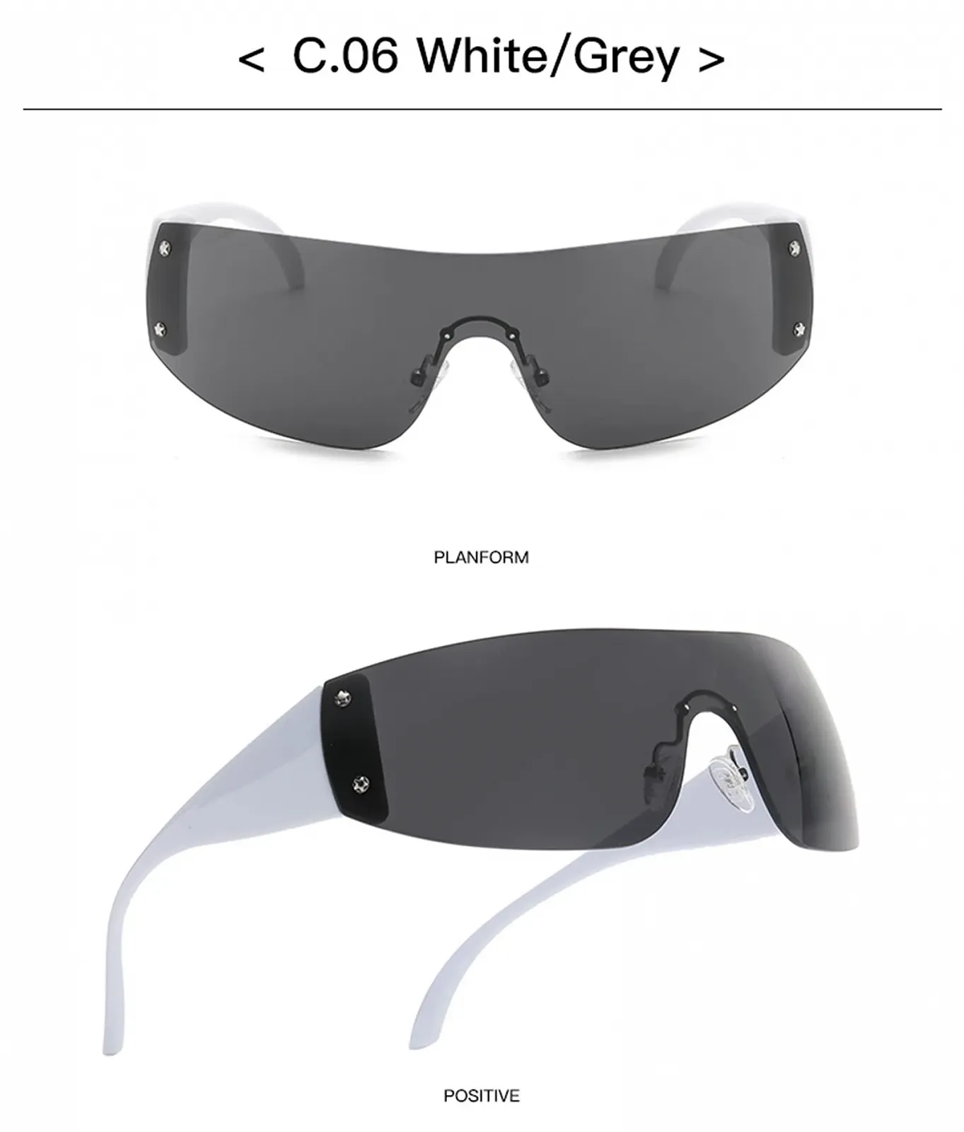 Солнцезащитные очки YAMEIZE Y2K Wraparound Без оправы Оверсайз UV400, фото №2