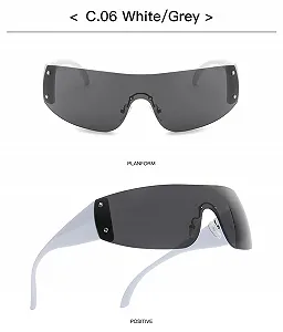 Сонцезахисні окуляри YAMEIZE Y2K Wraparound Без оправи Оверсайз UV400 synthetic.ua - Фото 1