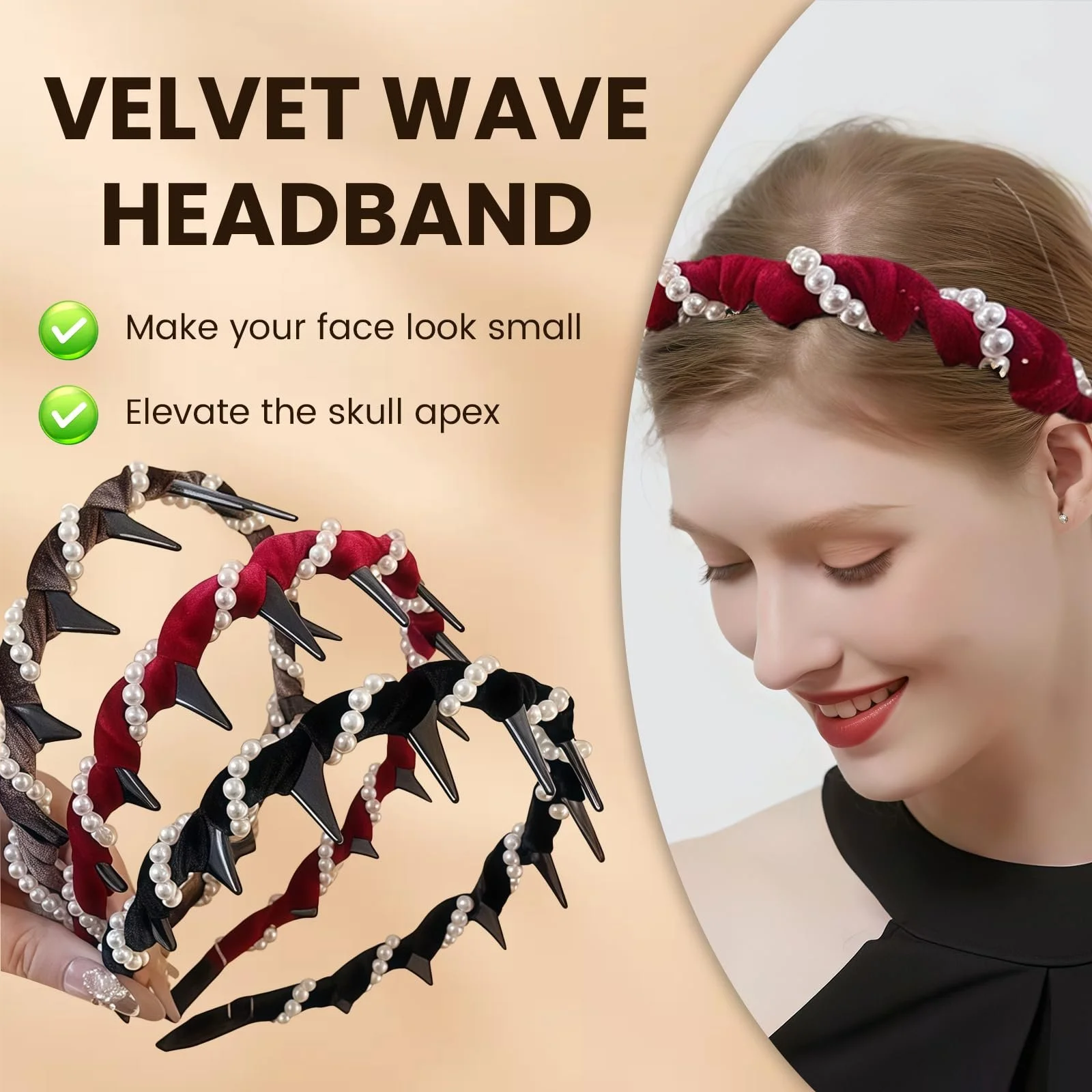 Винтажный набор жемчужных обручей 3 шт, фото №5