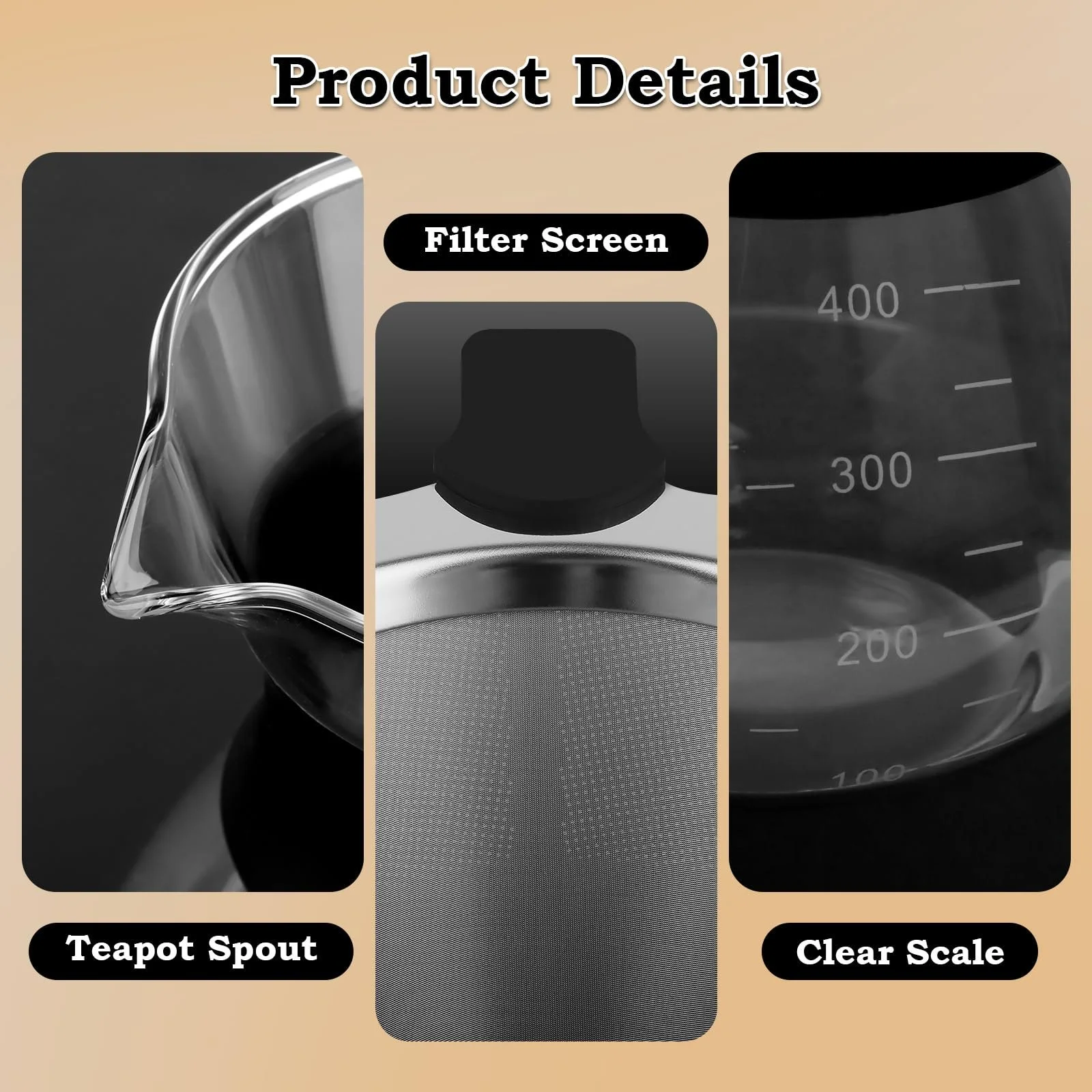 Пуровер Кавоварка 400 мл з фільтром з нержавіючої сталі, фото №3