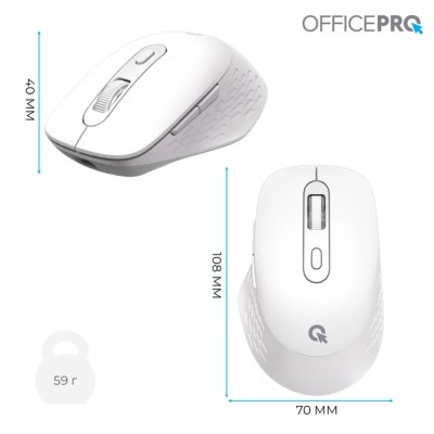 Мышка OfficePro M265W Wireless/Bluetooth Silent Click White (M265W), фото №12 Мышка OfficePro M265W Wireless/Bluetooth Silent Click White (M265W), фото №12