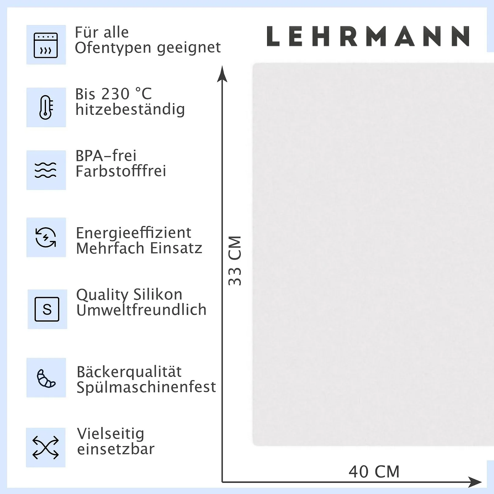 Силіконовий килимок LEHRMANN 40 x 33 см зносостійкий для дек та піци, фото №3 Силіконовий килимок LEHRMANN 40 x 33 см зносостійкий для дек та піци, фото №3