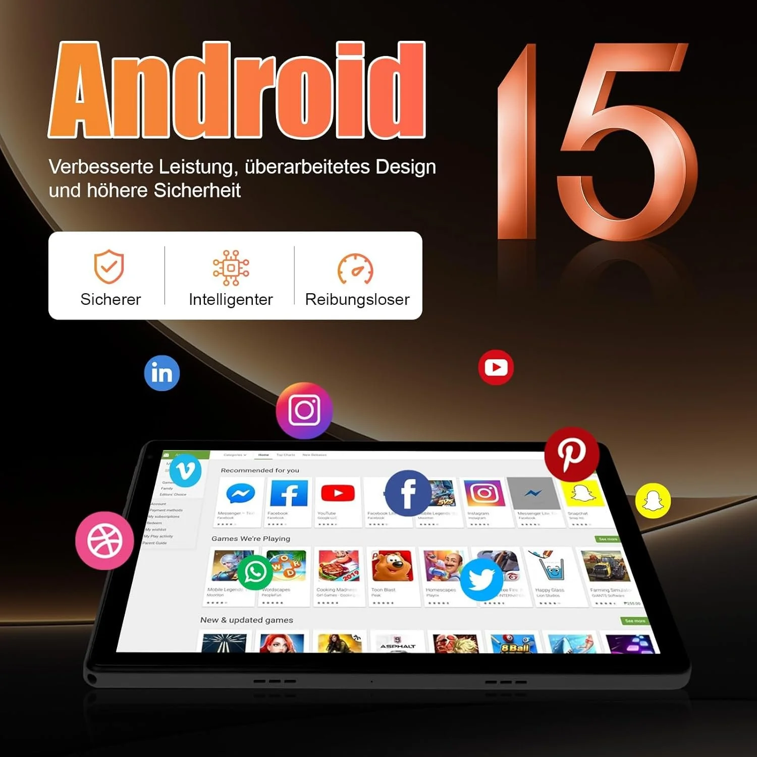 Планшет 10.1” Aumi C109 (4+20)/128Gb 8 ядер Android 15 Чорний, фото №4