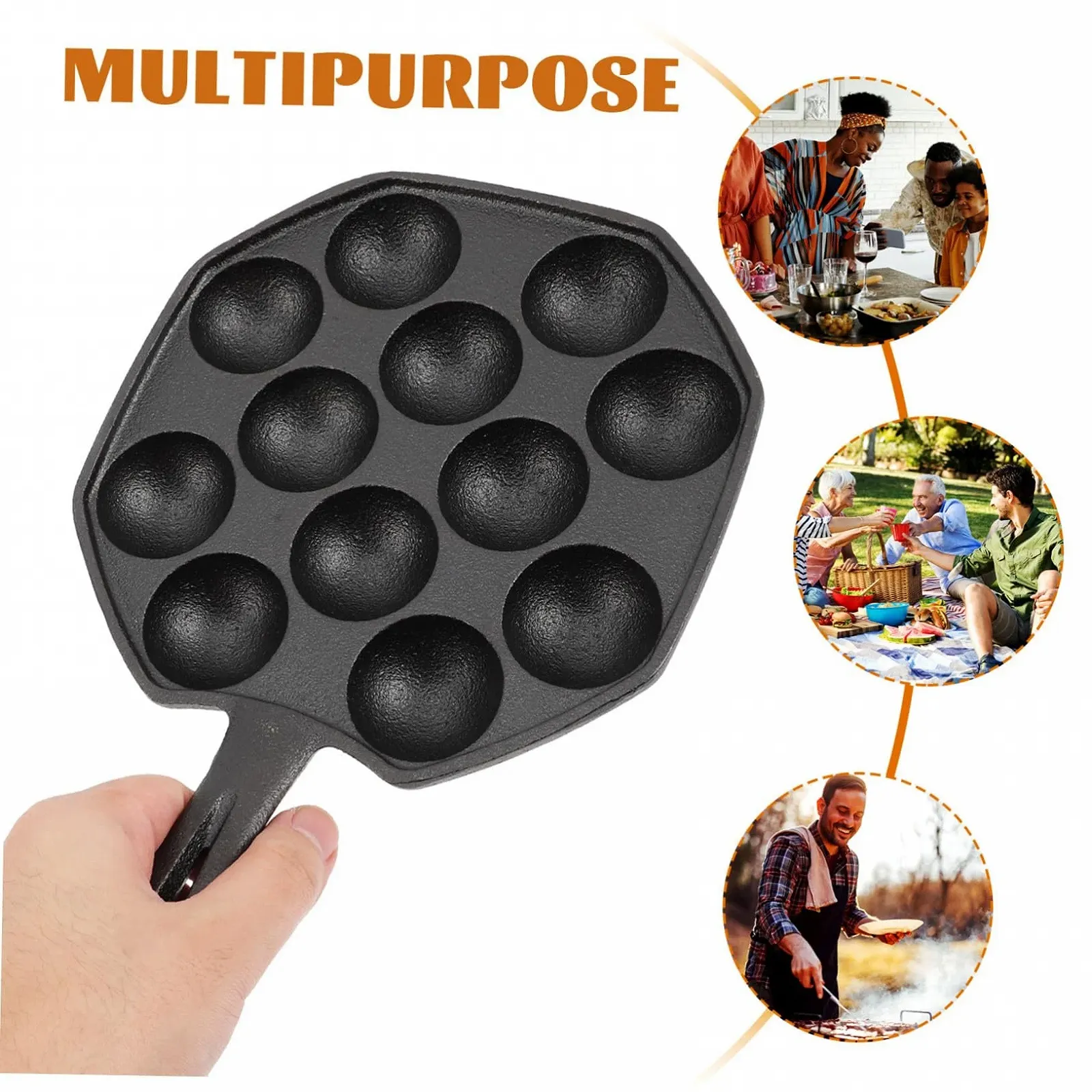 Деко для улиток 12-порционное Чугунное с рукавичкой и кисточкой, фото №5