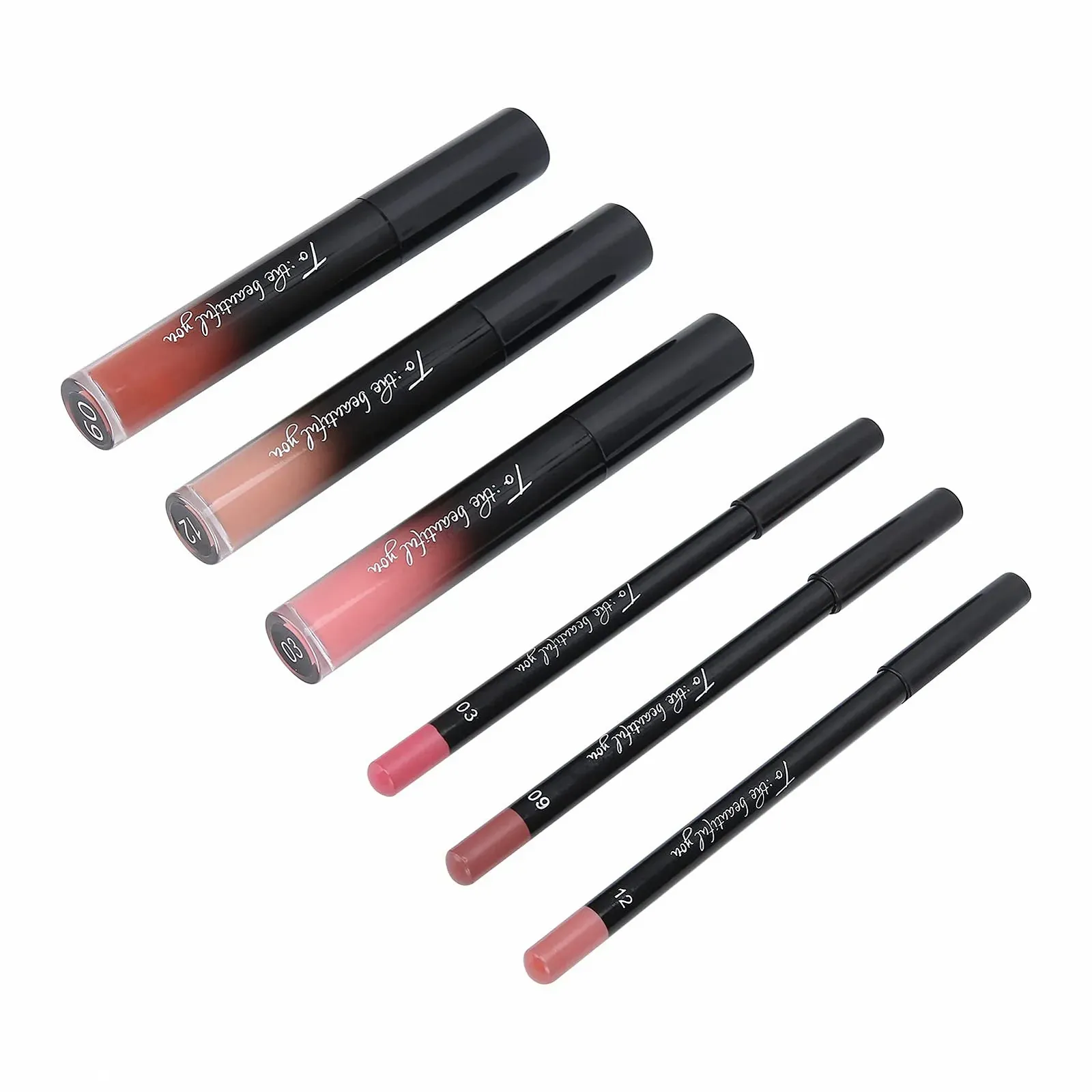 Набір блисків для губ та олівців для губ 6 шт, фото №2 Набір блисків для губ та олівців для губ 6 шт, фото №2