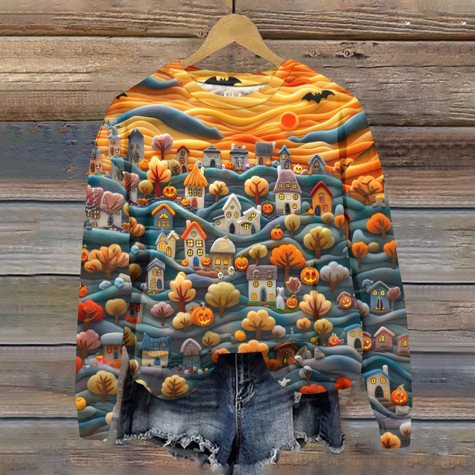 Женский Рождественский Свитшот 2024 Теплый и Стильный Хэллоуинский Свитшот Большого Размера Круглый Вырез Скелет Пуловер Длинный Рукав Пуловер Свитшоты Футболки Топы Передняя Молния, фото №2