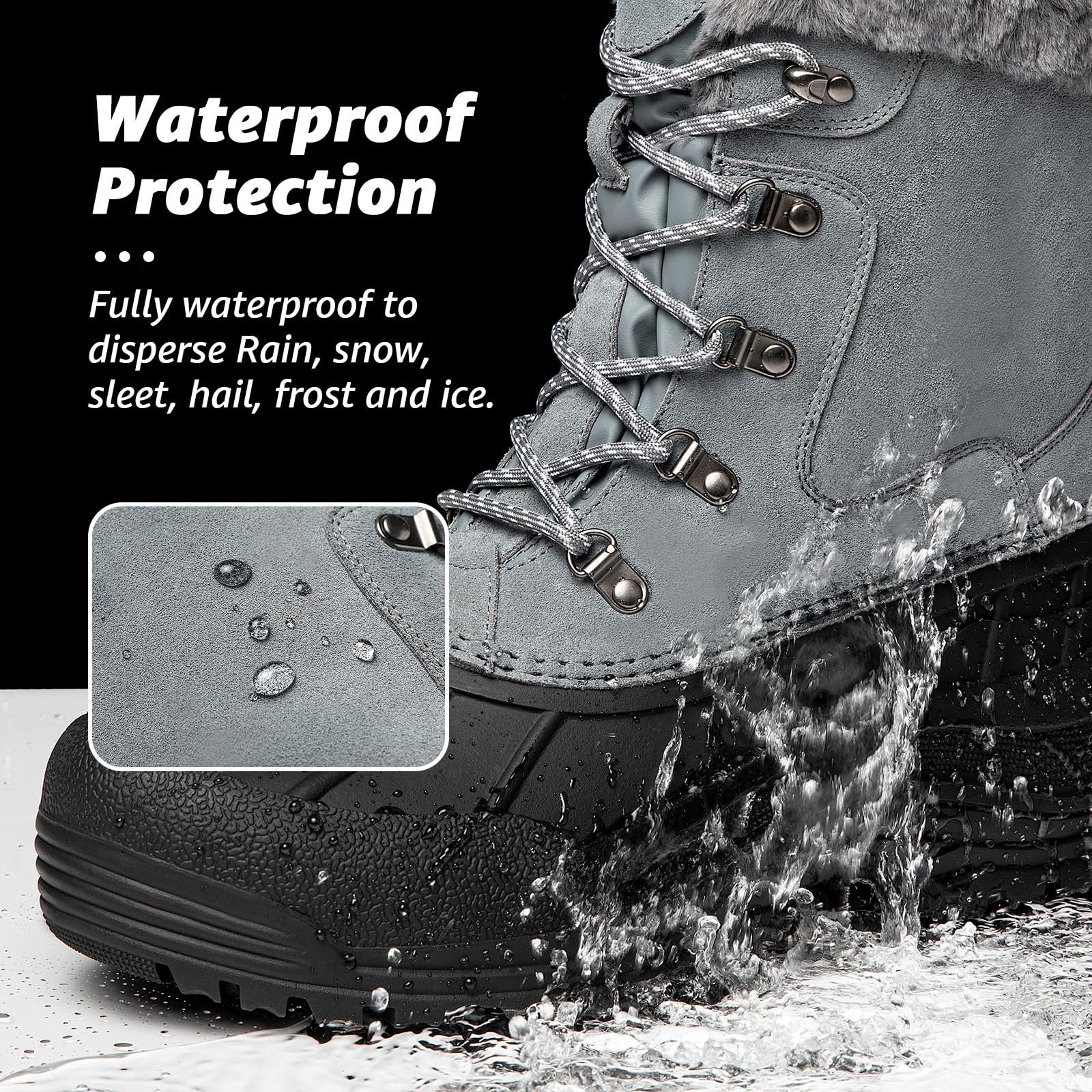 Чоловічі утеплені зимові черевики FREE SOLDIER Водонепроникні Нековзкі, фото №4