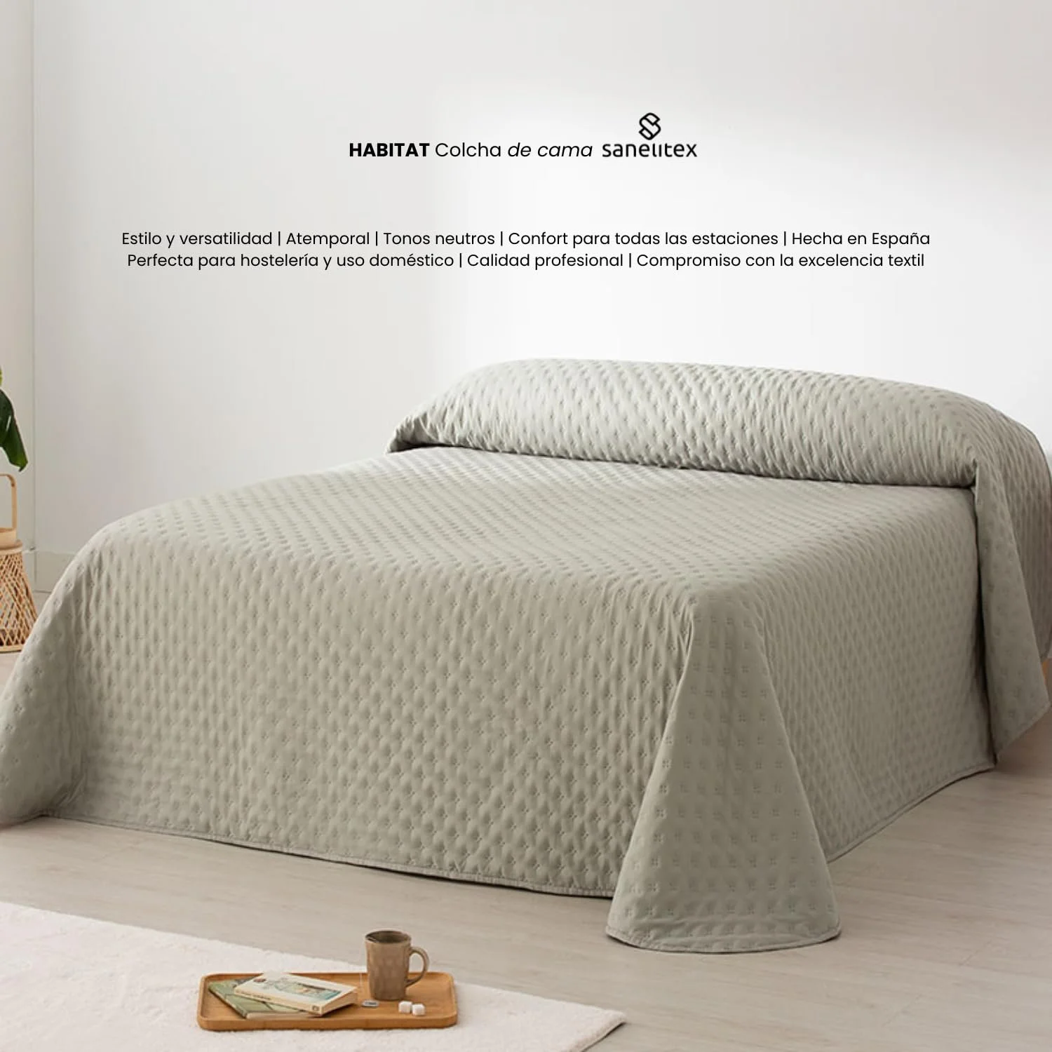 Покрывало Sanelitex Habitat двустороннее Белое для кровати 180 см, фото №4