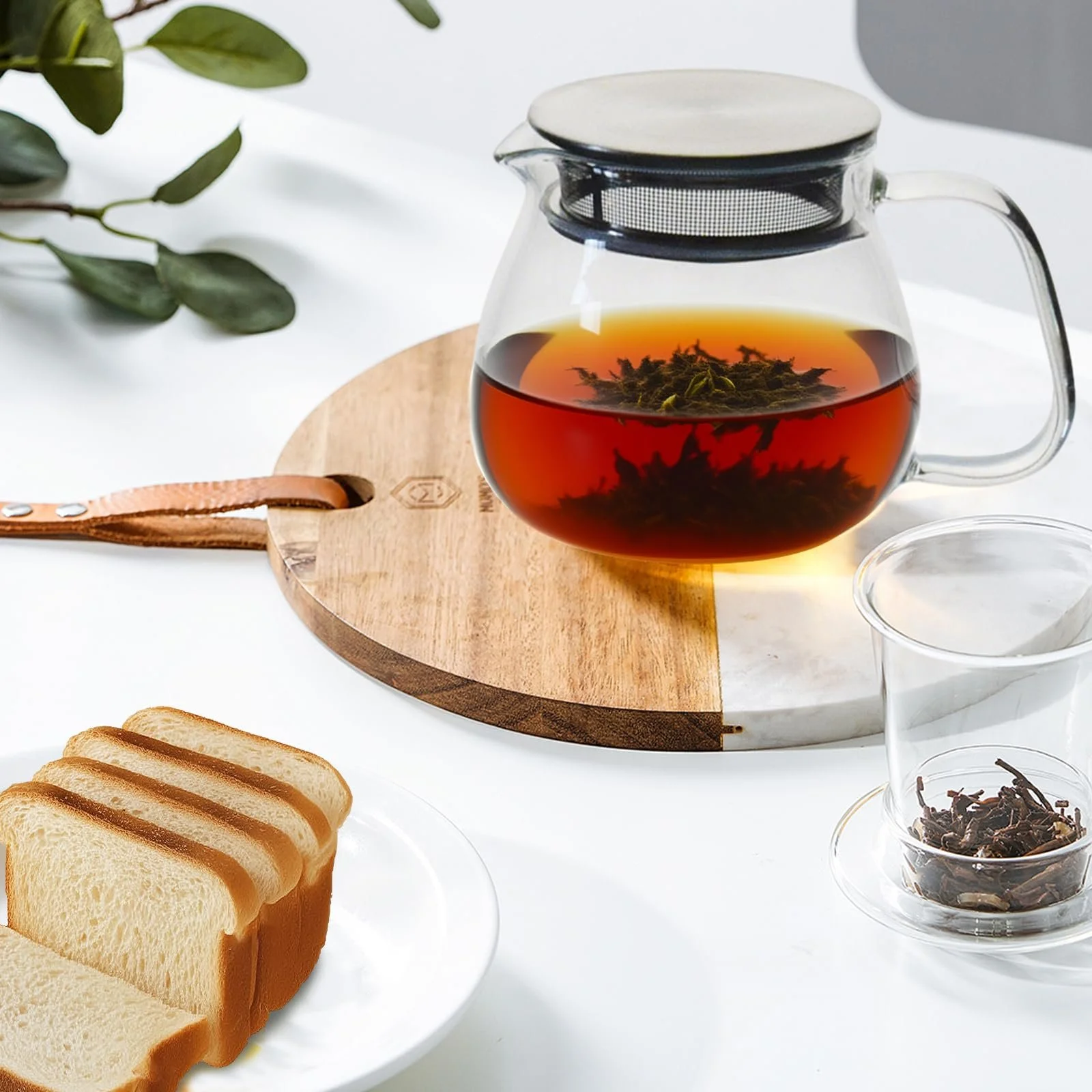 Стеклянный Чайник-заварник Круглая Форма 460 мл с ситечком и фильтром из нержавеющей стали, фото №8