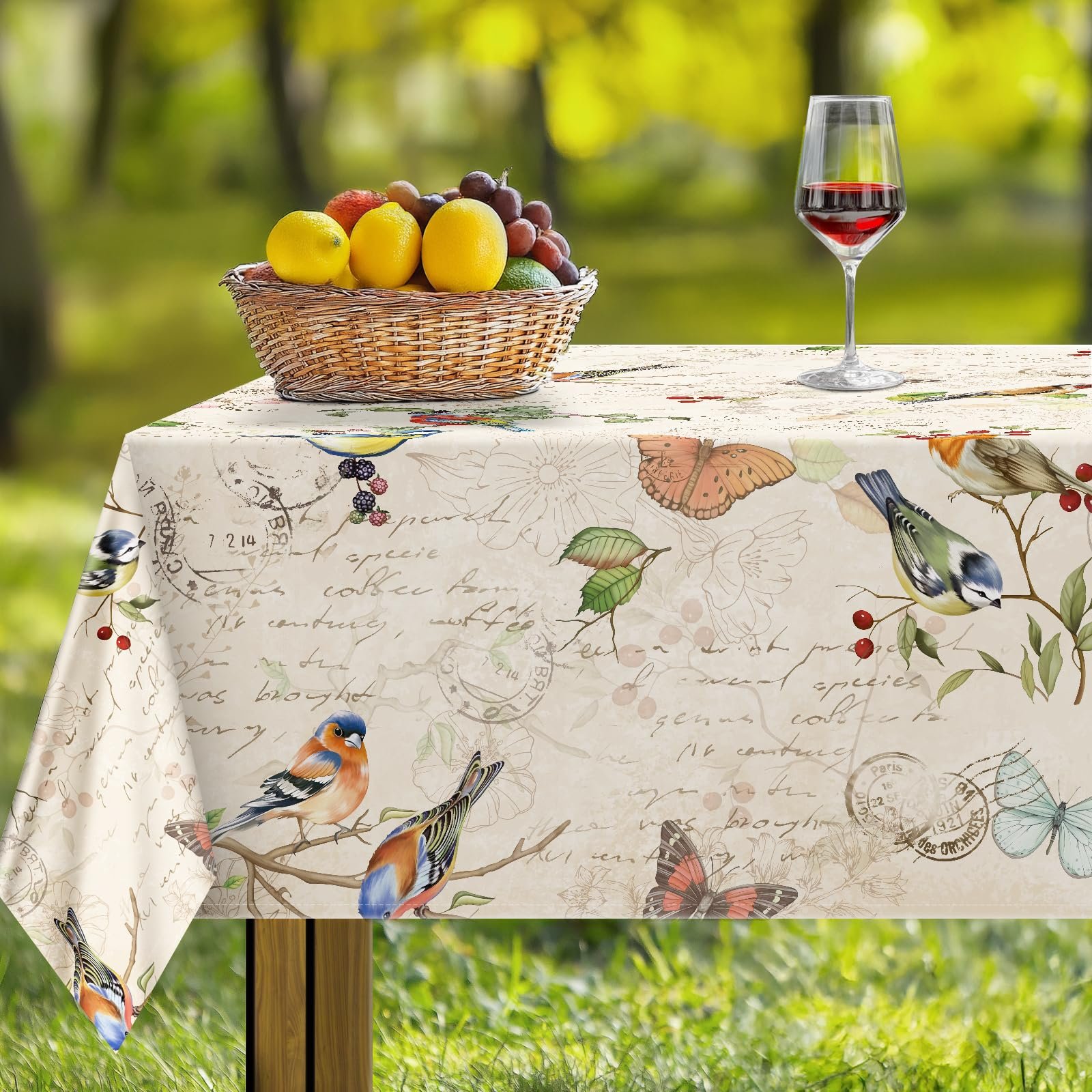 Скатертина Arquiel Country House Vintage Bird прямокутна водовідштовхувальна 152 x 213 cm, фото №7