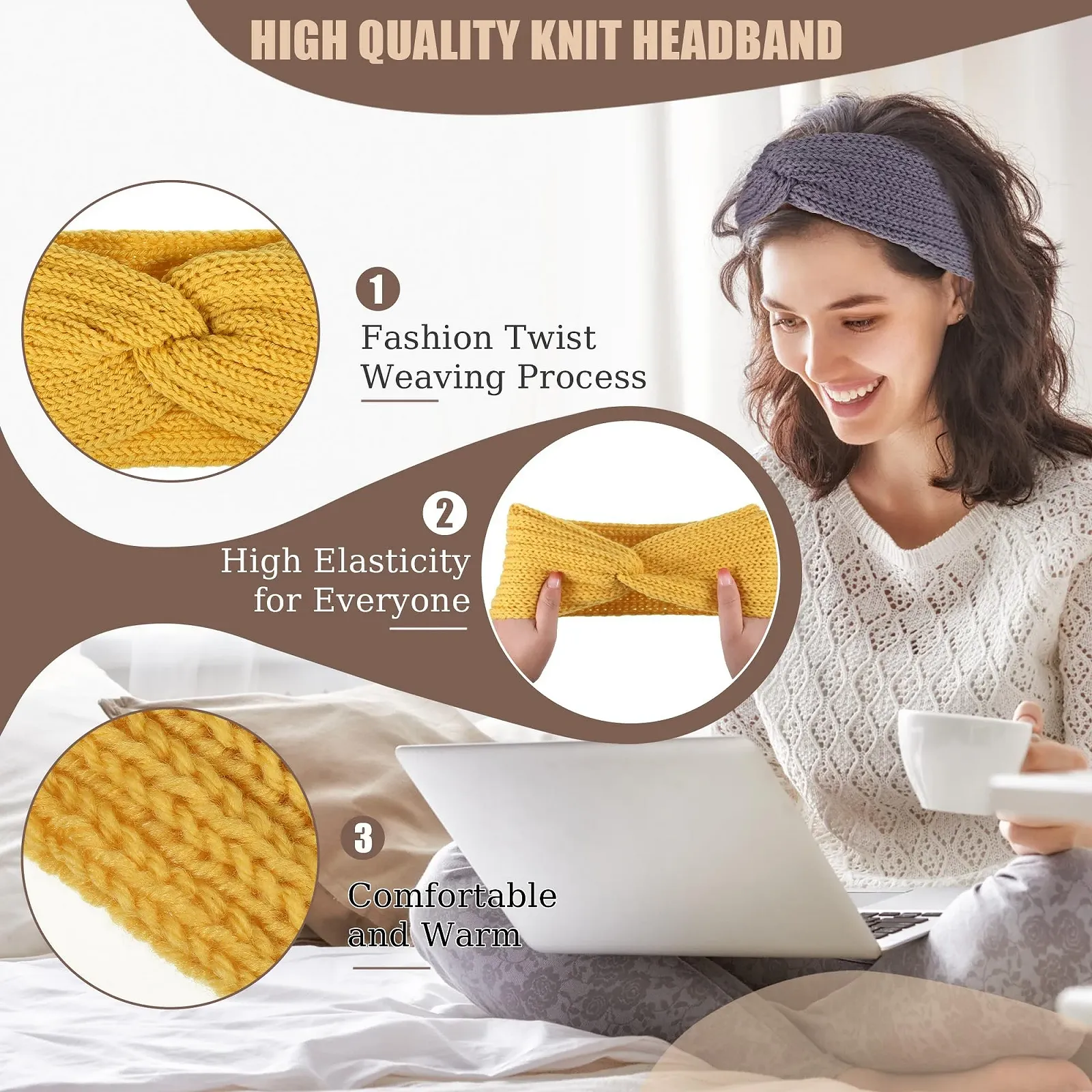 В'язана Пов'язка на Голову Жіноча, фото №4 В'язана Пов'язка на Голову Жіноча, фото №4