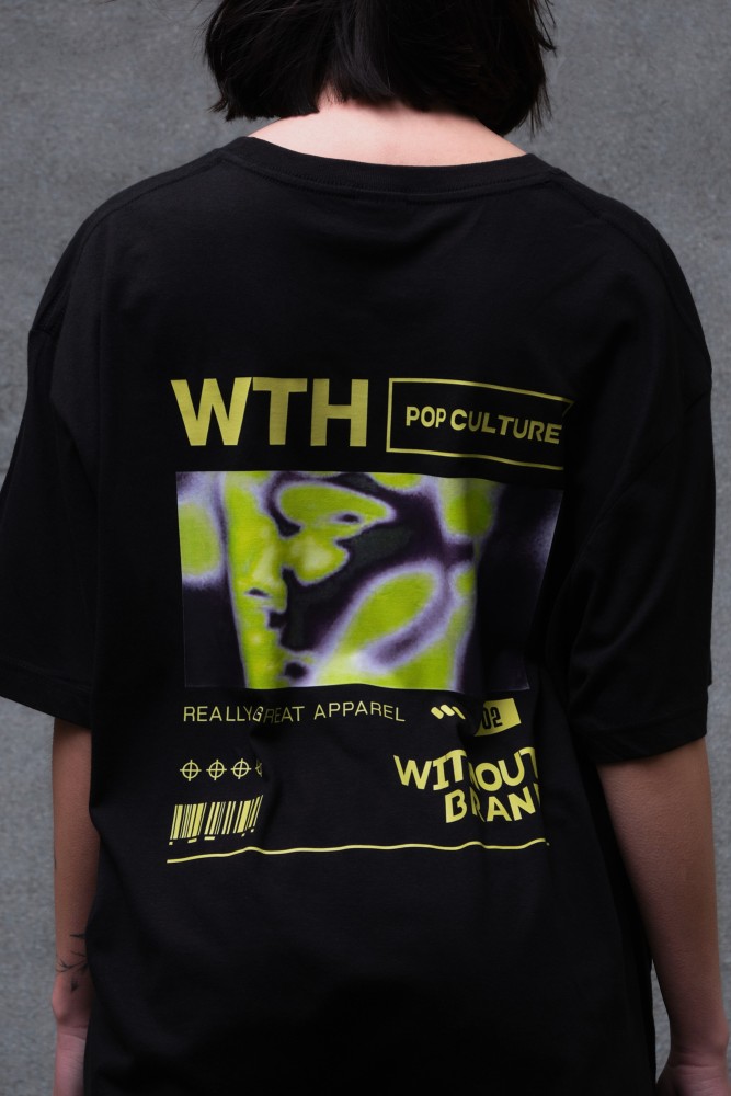 Оверсайз футболка з принтом Without pop culture black, фото №6 Оверсайз футболка з принтом Without pop culture black, фото №6