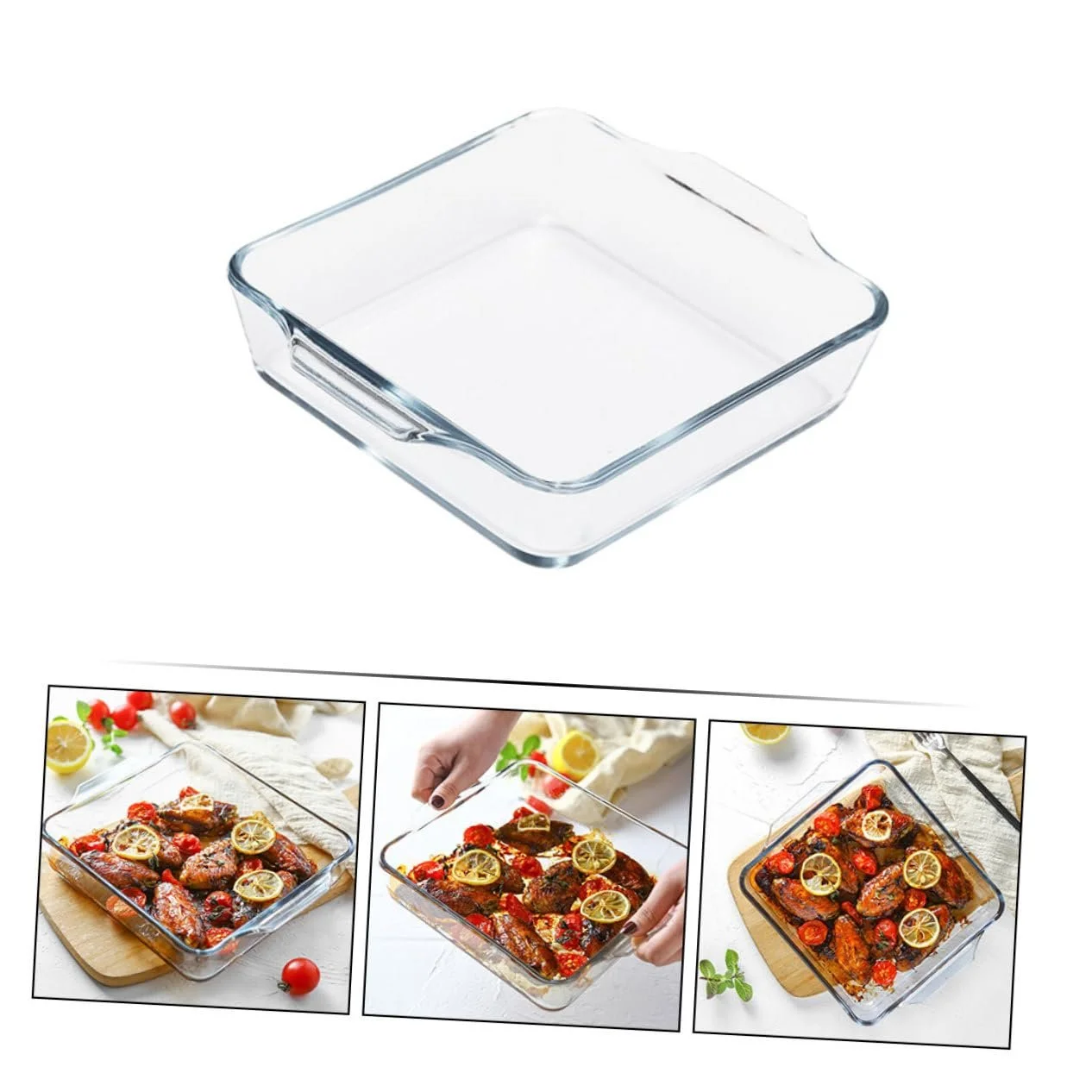 Форма для запікання SOLUSTRE скляна з подвійними термостійкими ручками Овальна, фото №7