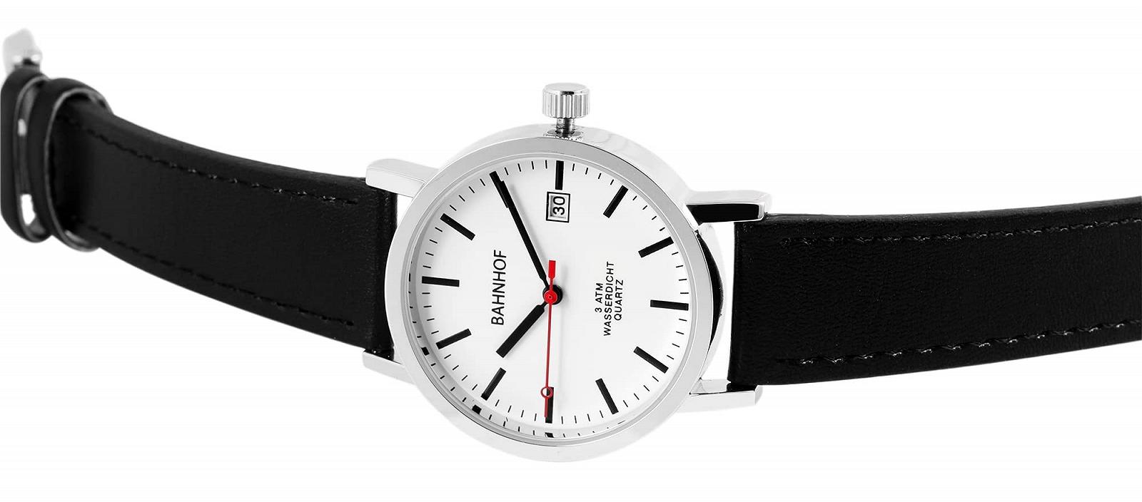 Классические Train Station Мужские Браслет Часы Белый Черный Аналоговые Дата Искусственная Кожа Кварцевый Railway Ladder Унисекс Женщины Мужчины 92900121001, Ремешок, фото №2