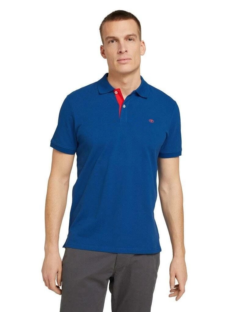 Поло basic polo with contrast 1027713XX1011132 Tom Tailor Синій S, фото №1